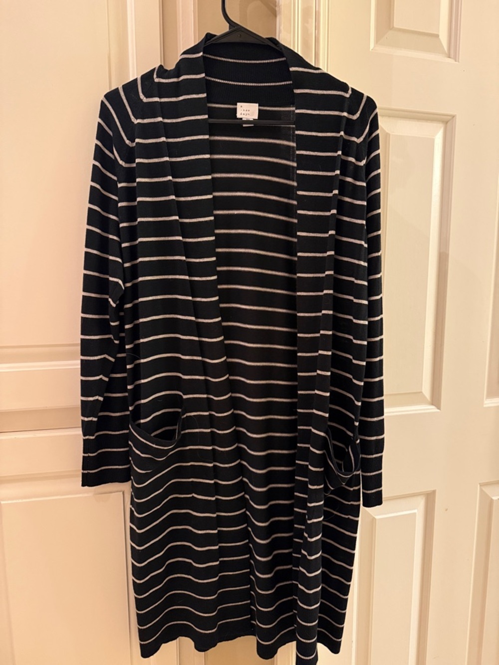 a new day Black and White Striped Light Knit Cardigan